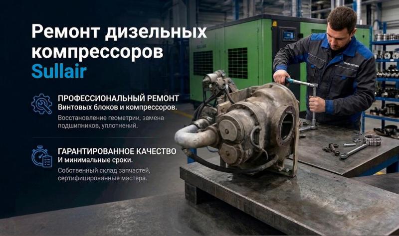 Ремонт дизельных компрессоров Sullair: цена ошибки на Севере и разбор реальных аварий